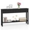 Costway 60" Console Table Retro Entryway Sofa Table with 4 Drawers & Open Shelf Hallway Cream White/Black